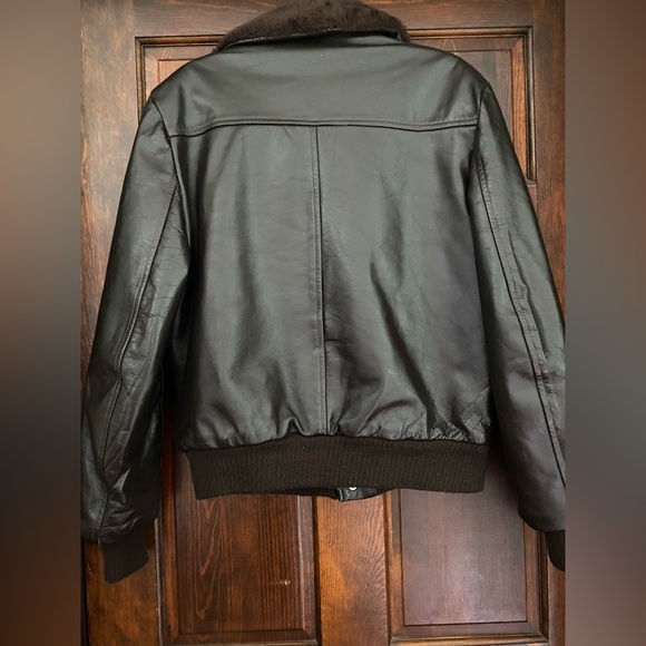 Vtg Van Cort Brown 4 Pockets Faux Fur Collar Leather Jacket Adult Size 40 - Picture 5 of 16